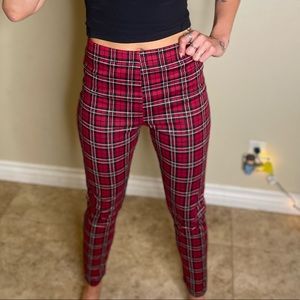 Plaid high waist jeggings
